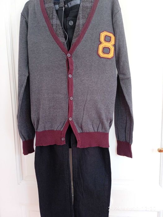 Панталон Нов С тиранти, черно с райе, момче 13г, 158см., Нов, 100% пам