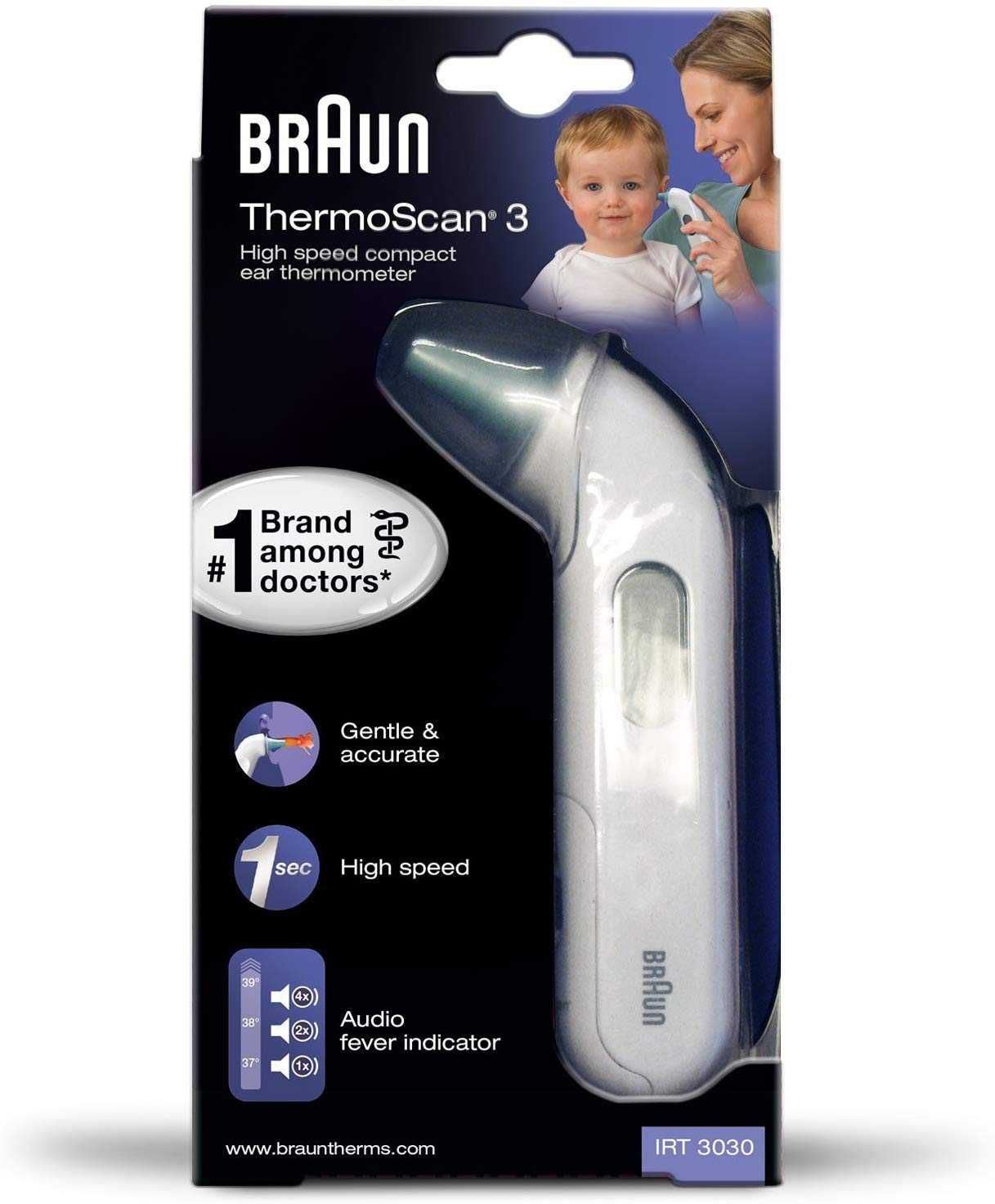 Чисто Нов Ушен Дигитален Термометър Braun ThermoScan 3 IRT3030