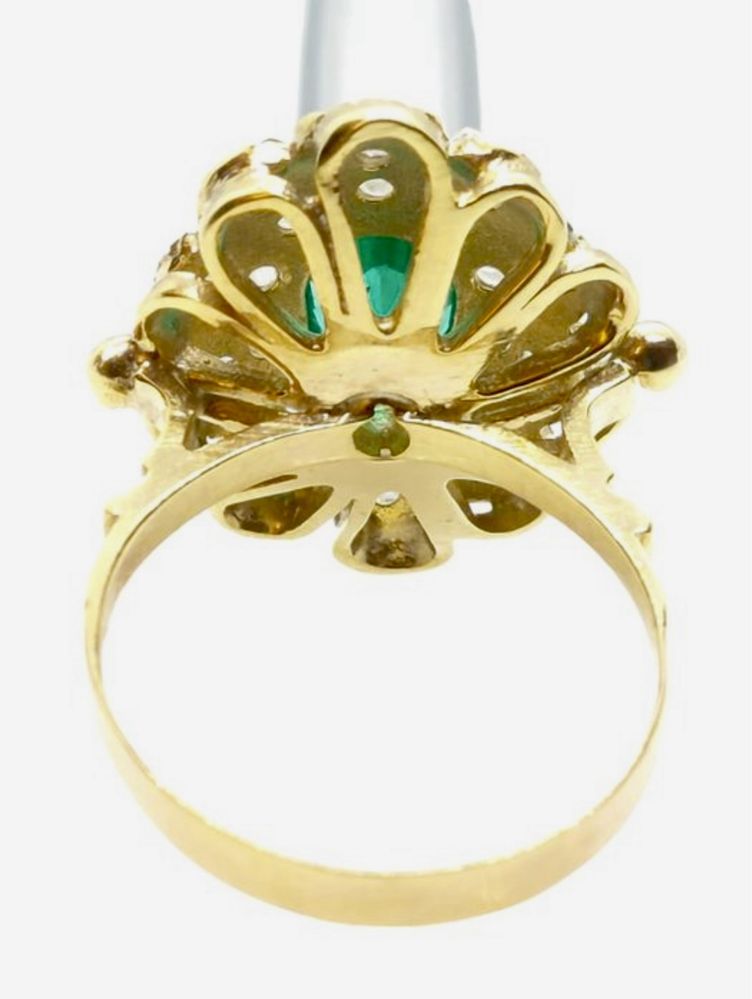 Set inel cu cercei Vintage din Aur 9kt  si Argint 925 Smarald