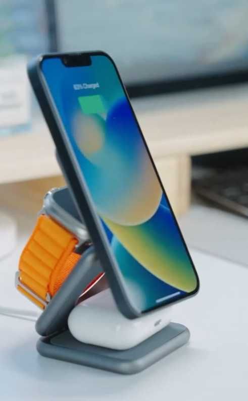 Беспроводная зарядка MagSafe 3в1 15Вт для iPhone, AirPods, AppleWatch