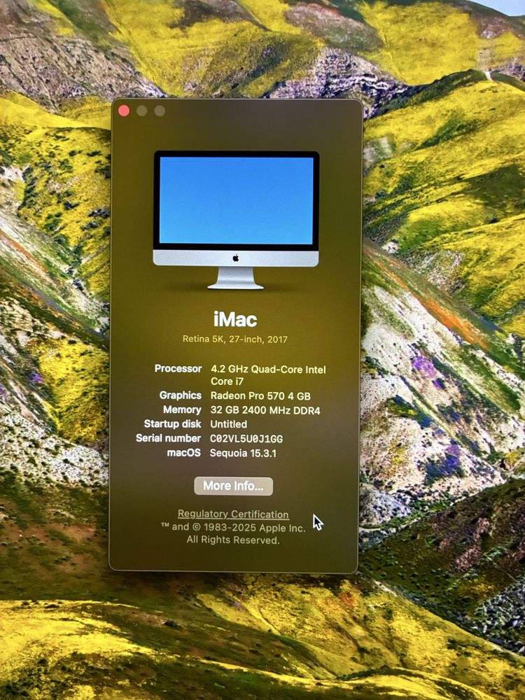 iMac 5K retina/ 27”/ 2Tb SSD/ 2017/ 32 RAM/ 4.2Ghz intel core i7