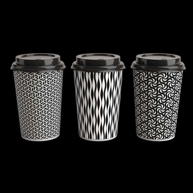 Бумажные стаканы в со стильном монохромном принтом!