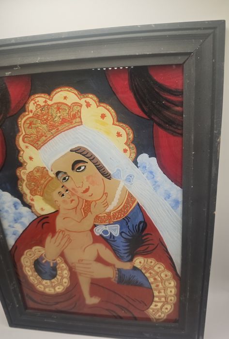 Icoană autentică pe sticla, anii 1920-1930