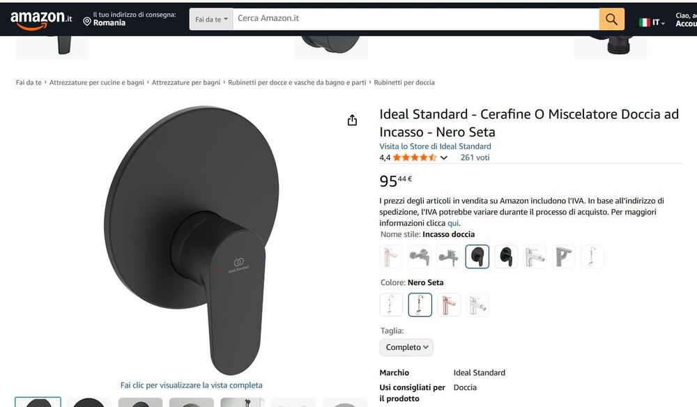 Ideal Standard - Mixer de duș ascuns Cerafine O - negru mătase