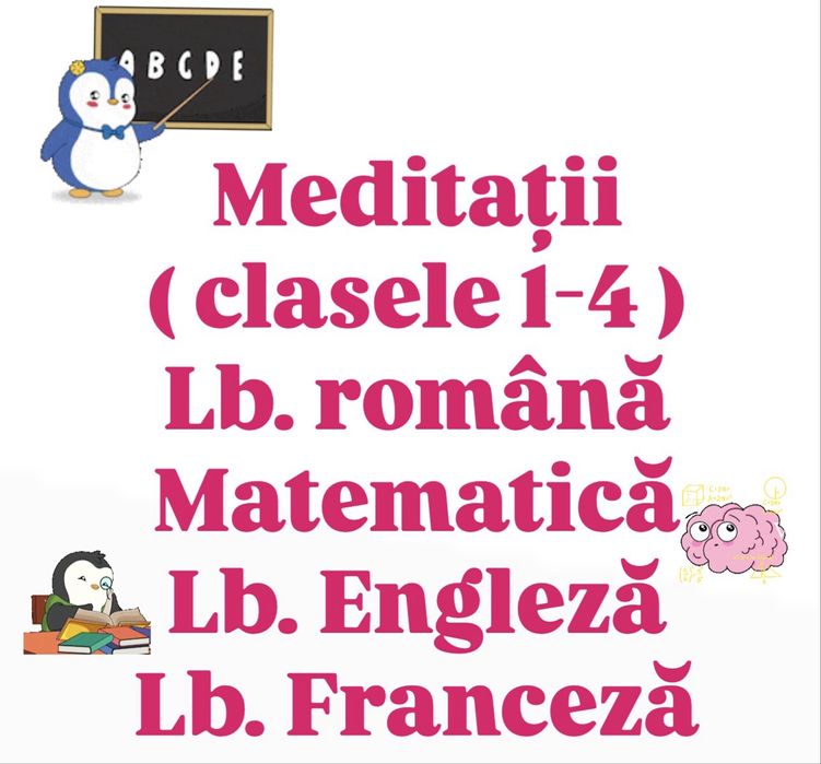 Meditatii pentru clasele 1-4 online 35lei/1h