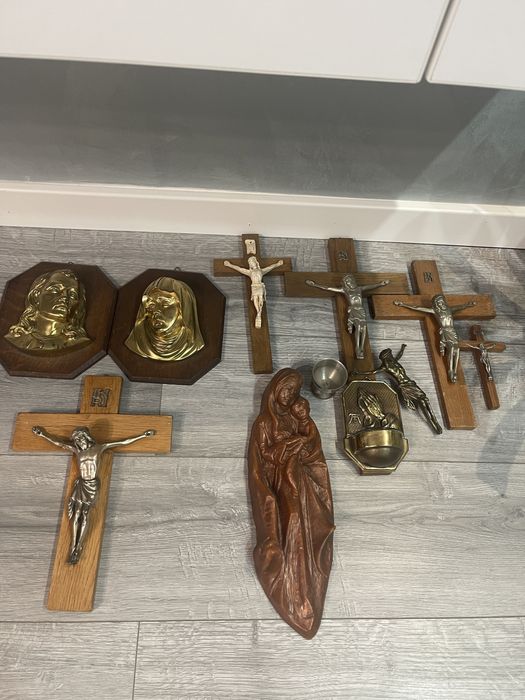 Lot crucifixuri și icoane vintage – lemn & metal – colecție religioasa
