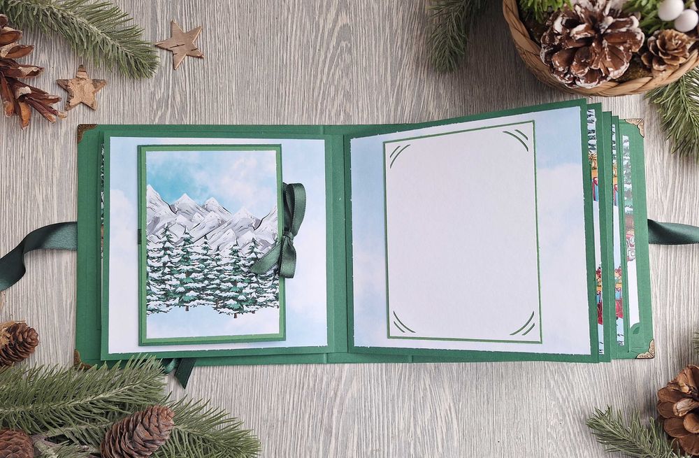 Коледен скрапбук албум "Снежна гора", ръчна изработка /54.20