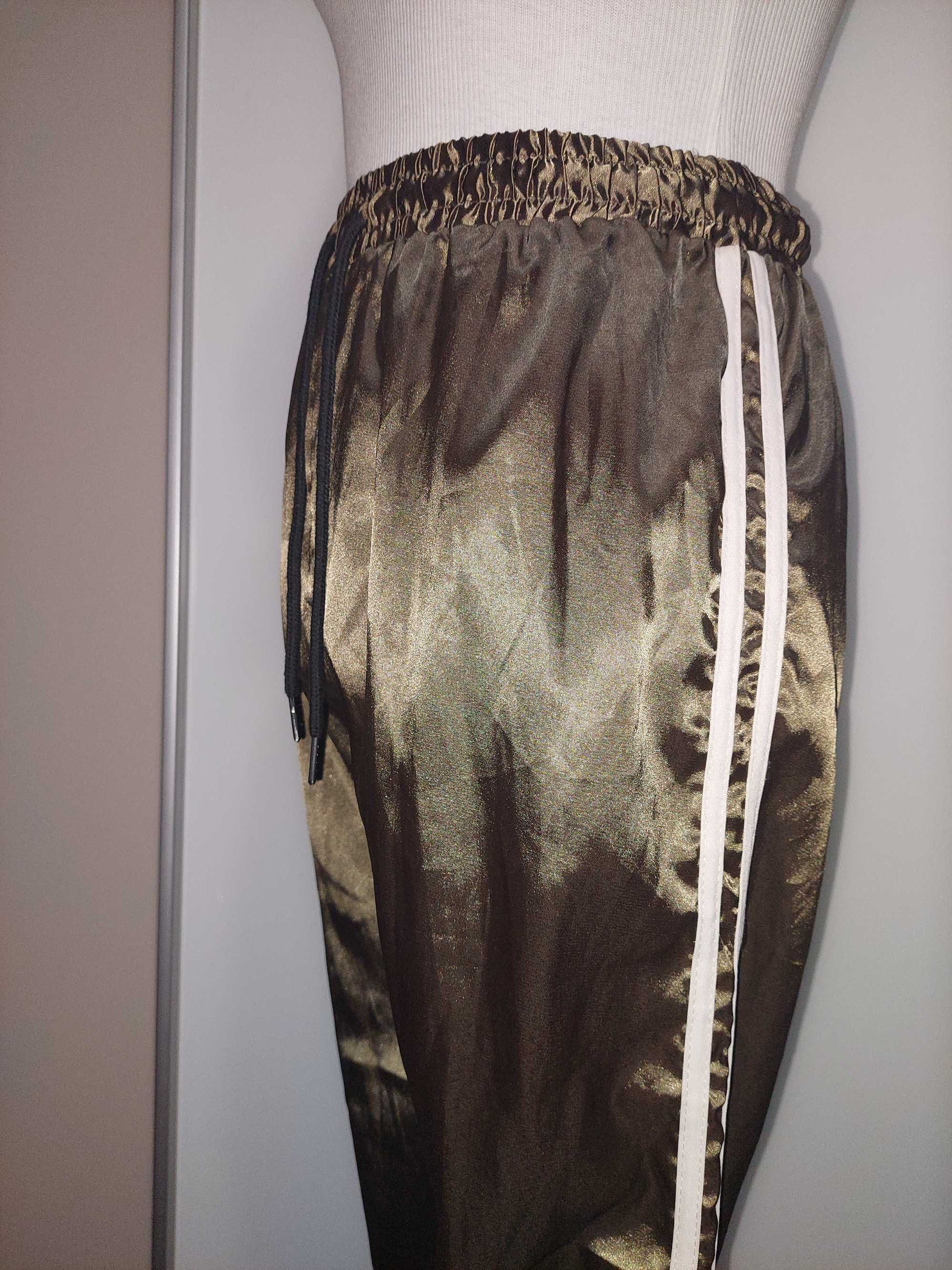 Pantaloni de vară lungi kaki satinati