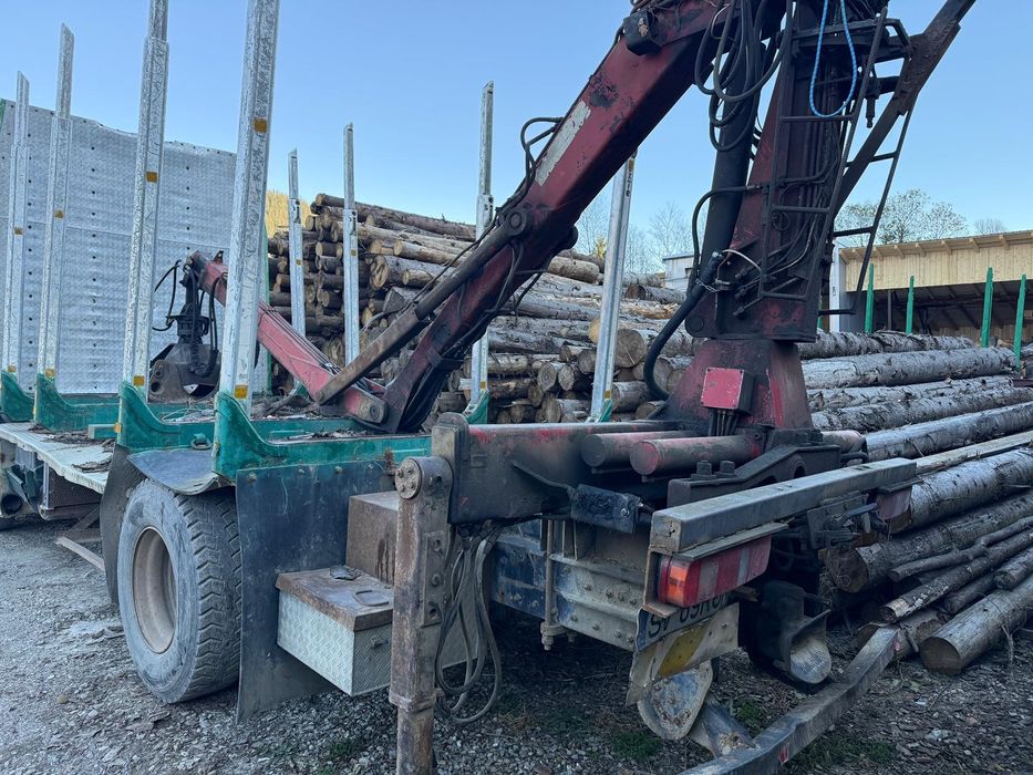 Man transport bușteni cu macara și remorca si schimb Bascula 3,5 tone