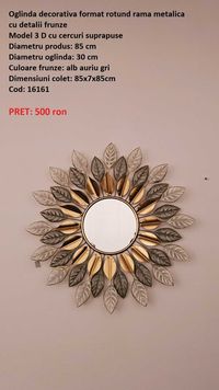 Oglinda decorativa model frunze auriu alb gri -TRANSPORT GRATUIT
