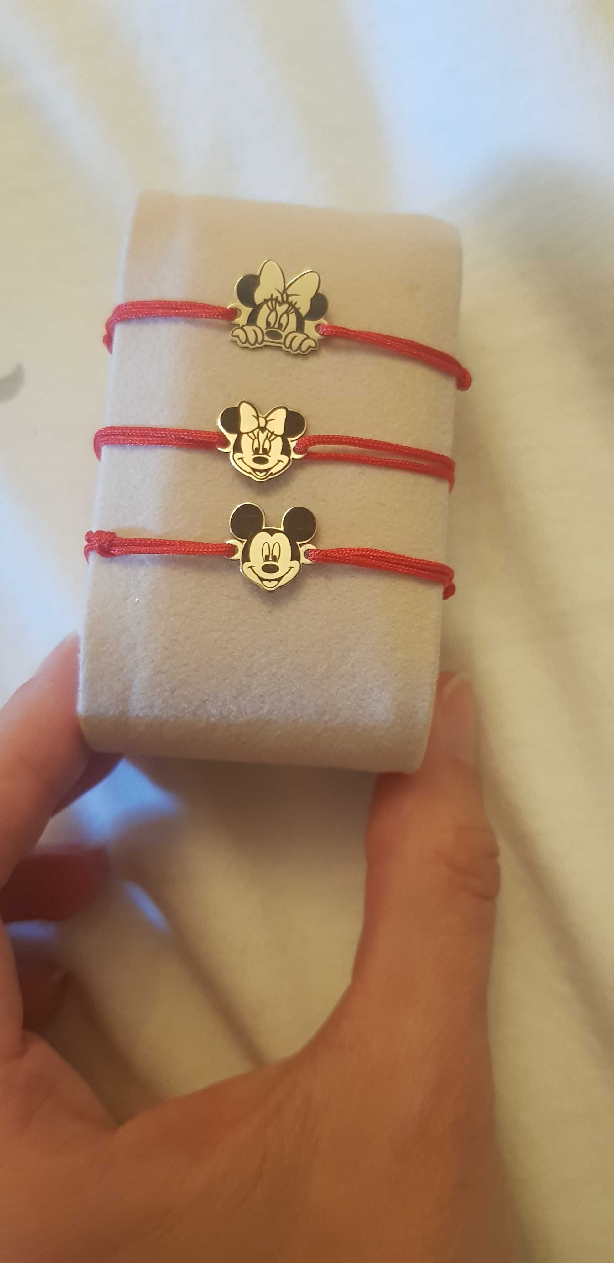 Copii bratari aur snur rosu Mickey Mouse si Minnie Mouse pret 150 lei