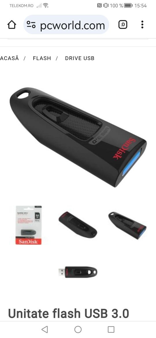 Vand stik de memorie unitate flash SanDisk