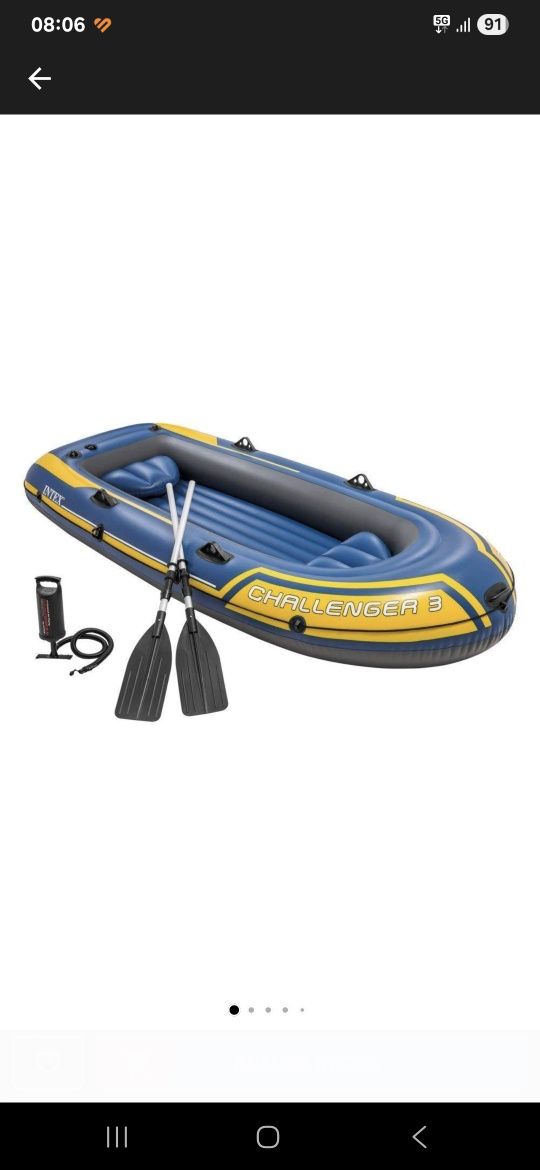 Barca gonflabila Intex Challenger 3 pompa + vasle incluse, 2.95m x 1.3