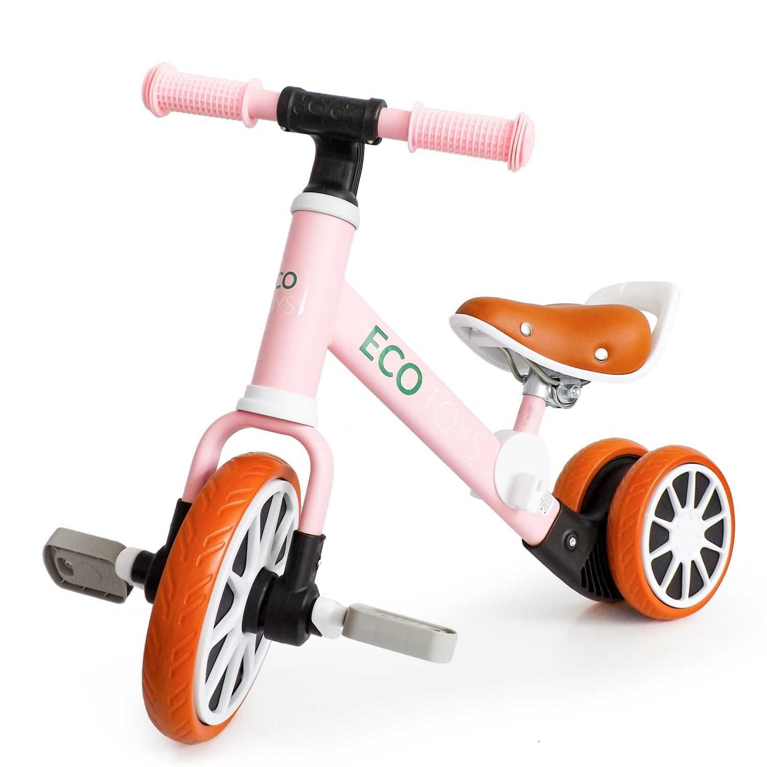 Tricicleta 2 in 1 cu pedale detasabile, Roti spuma EVA Tubeless, roz