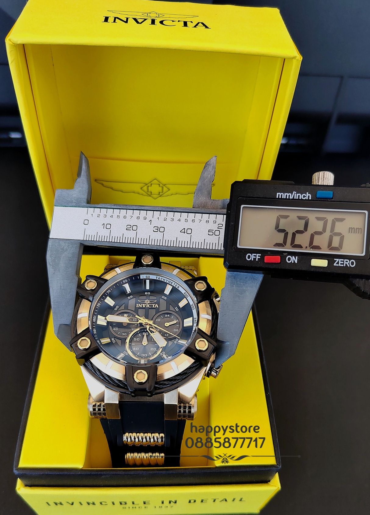 часовник INVICTA Gunmetal Gold 52 mm, Инвикта нов
