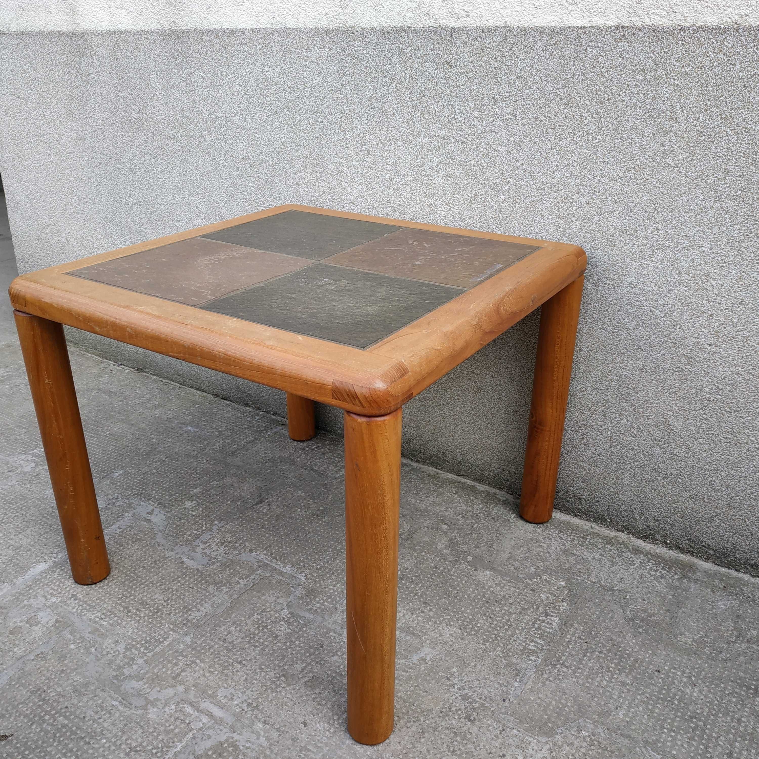 Стара дървена маса с плочки - Handmade by HASLEV - Denmark