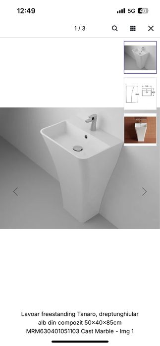 Lavoar baie compozit freestanding