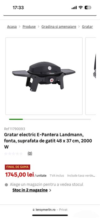 Vand gratar electric Landmann E-Pantera 2000W
