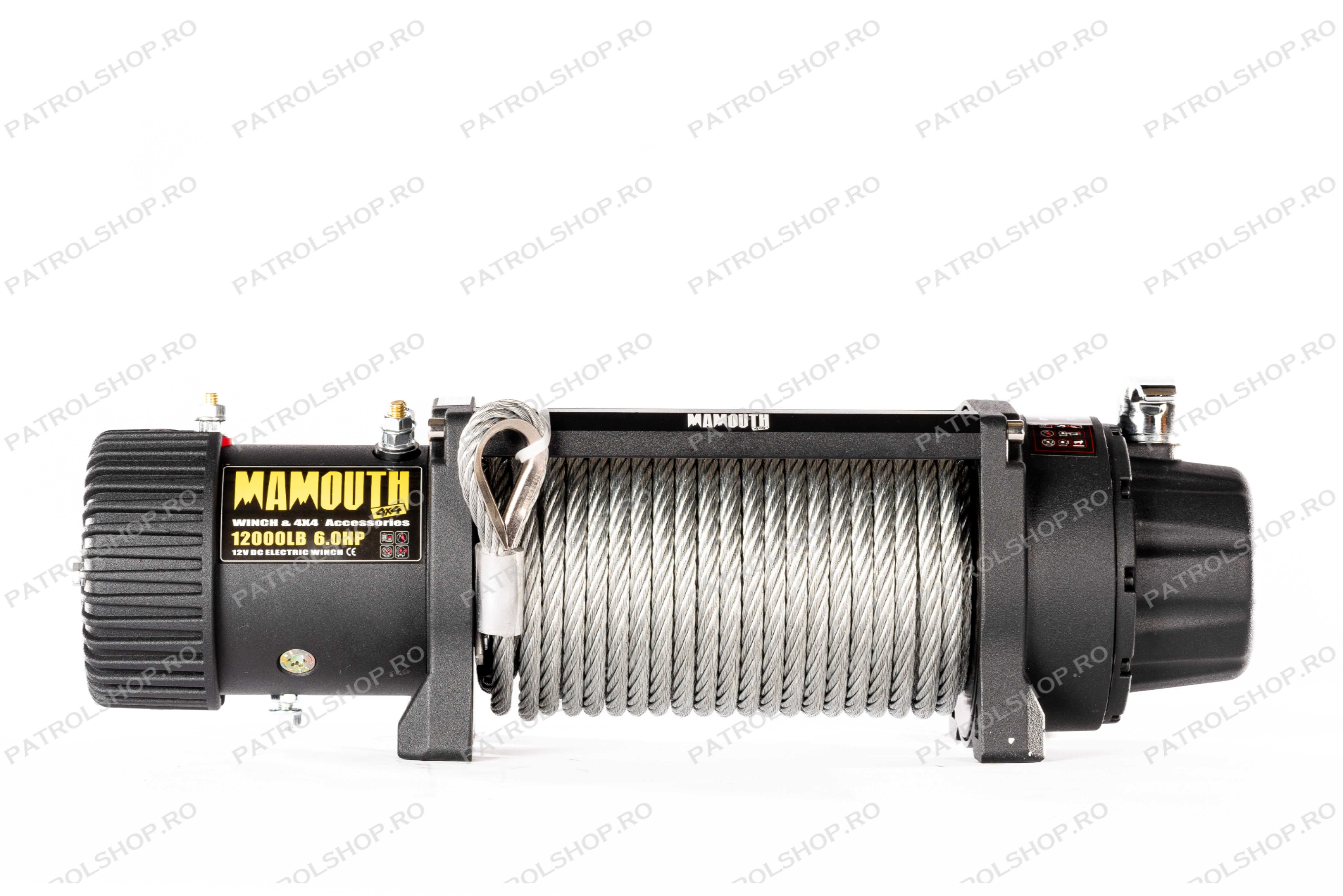 Troliu auto electric Mamouth 12000 lbs - 5443 kg - cablu otel