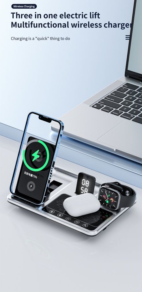 Green Lion 4 в 1 беспроводной зарядка 30W для iPhone iWatch AirPods