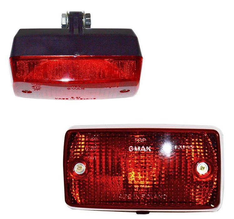 Lampa ceata Fiat 126 p, 09.1972-09.2000, EU, spate, partea stanga, suport la articulatie; Latime: 140 mm; Inaltime: 75 mm; 12/24V; tip bec P21W; rosu; fara ham de cabluri;