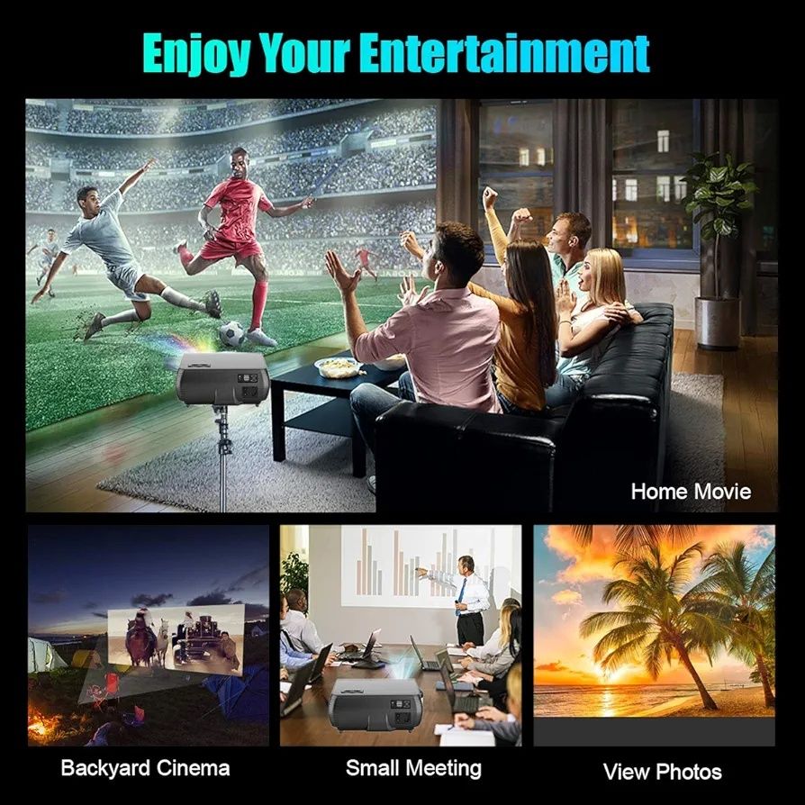 WiMiUS - P20, Native 1080P проектор4K Dolby поддръжка, ±50°трапецовидн