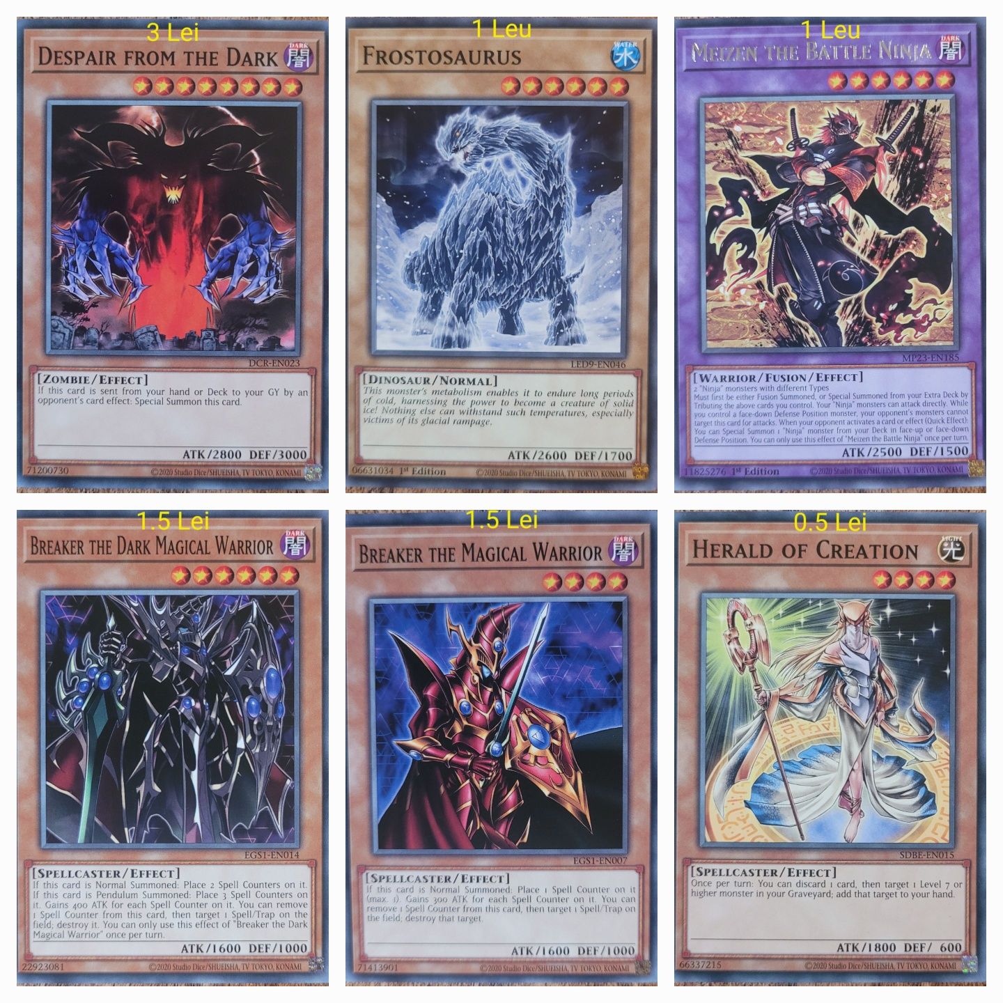 Vând carti yu gi oh Monsters cards