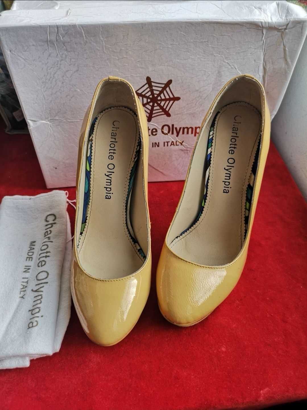 Pantofi de Lux originali bej, platforma, piele Charlotte Olympia