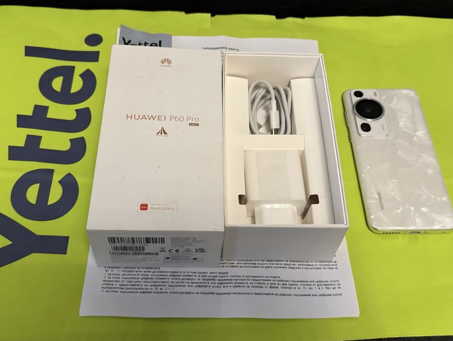 КАТО НОВ 256GB Huawei P60 Pro Yettel Гаранция 2028 Pearl / White