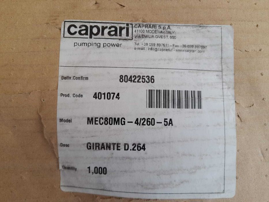 Turbina pompa irigatii Caprari MEC MR80 / MG80 - Noua , originala