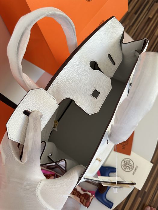 Geanta Hermes Birkin 35 Alb/Accesorii Gold