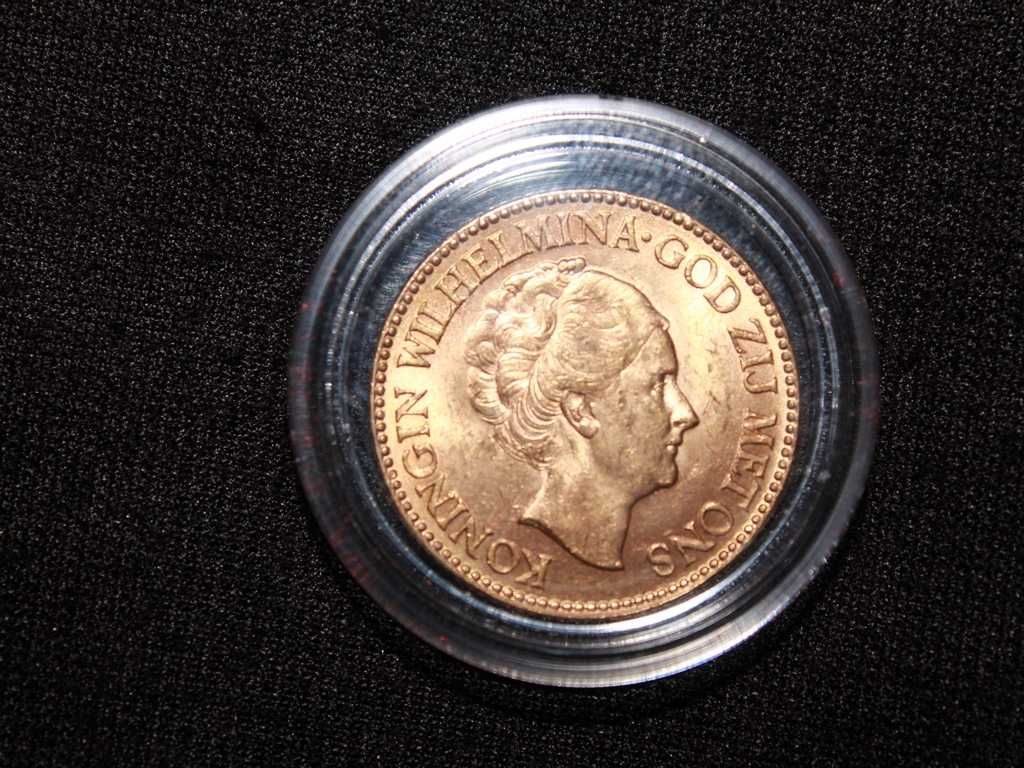 Monedă istorica din Aur - 10 guldeni Wilhelmina Olanda 6.73 g