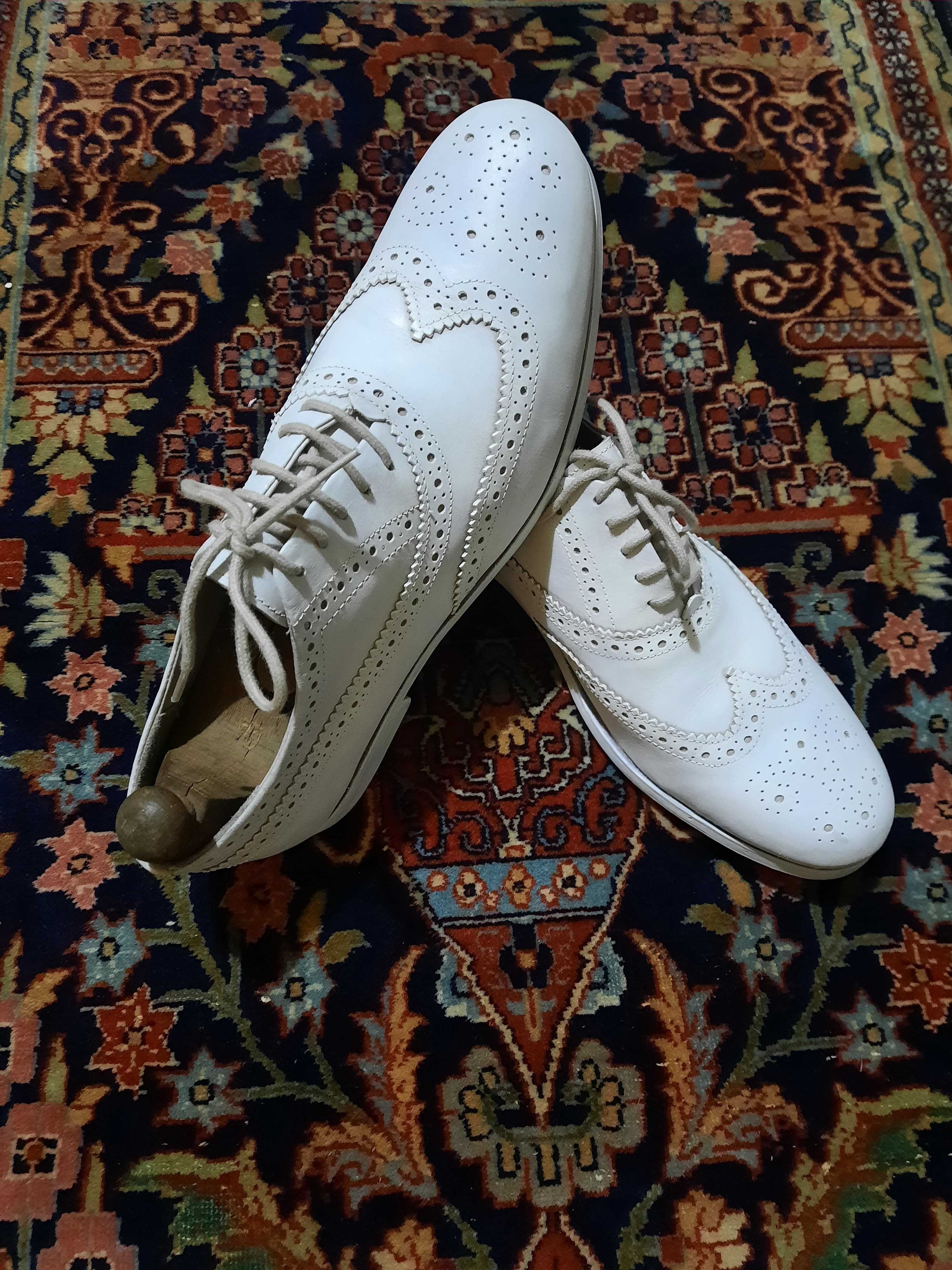 pantofi alb din piele naturala