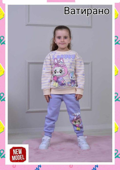 Детски памучни , ватирани комплекти за момиченце - няколко цвята - 32