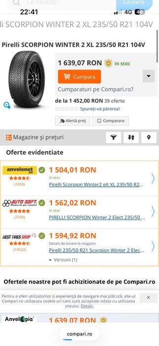 Vand set cauciucuri Pirelli Winter Scorpion 2 235/50/21