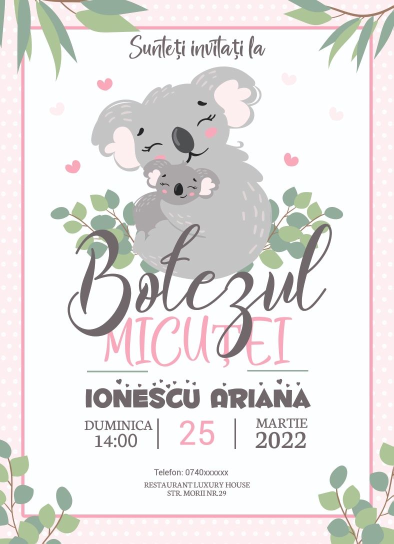 Invitatii digitale botez, nunta, aniversari, zile onomastice etc.