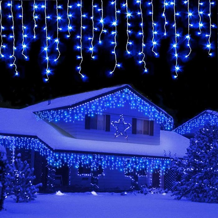 Instalatie 25m Turturi FLASH FIR GROS alb rece alb rece albastru multi