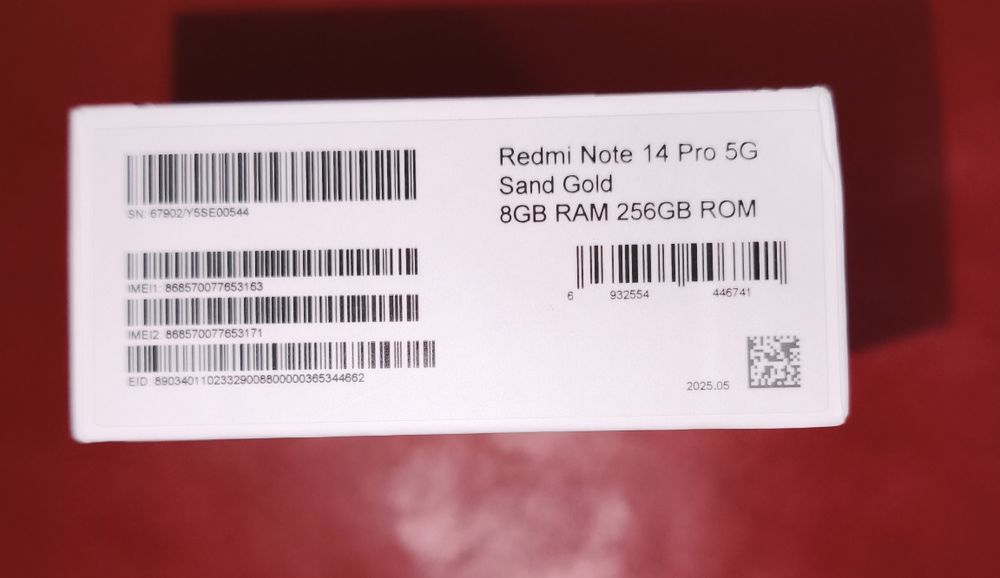 Xiaomi Redmi Note 14 Pro, 8GB RAM, 256GB, 5G, San Gold