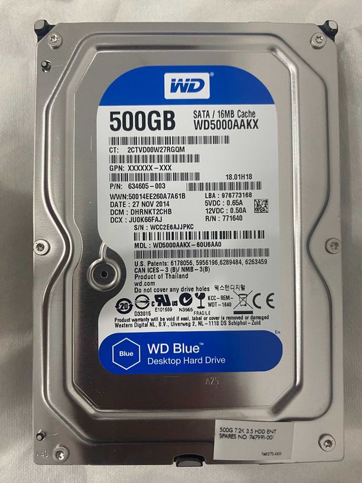 Жесткий диск WD 500GB 7200RPM. форм-фактор 3,5
