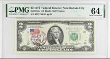 Bancnota 2 dolari 1976 Gradata PMG 64