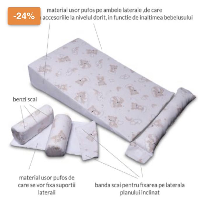 Saltea antiflux reglabila accesorii detasabile , husa este igienizata