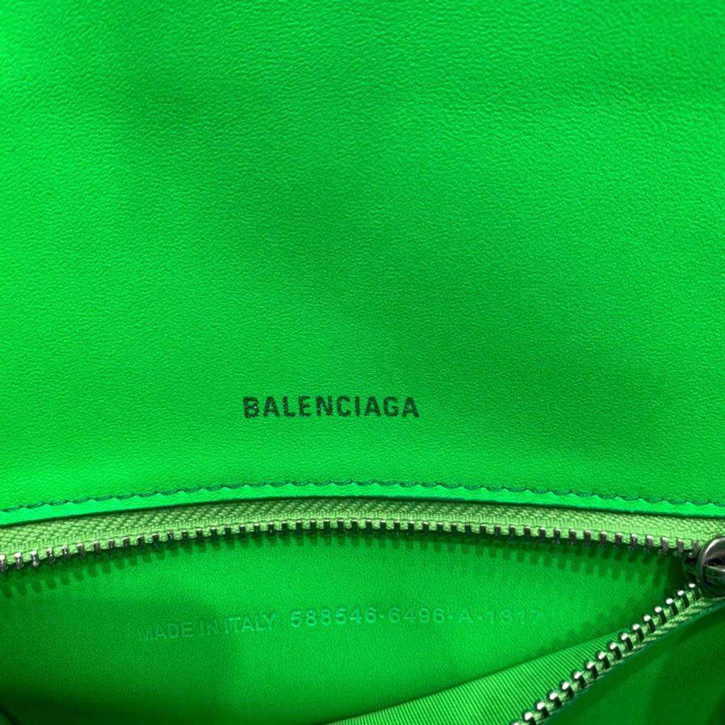 Balenciaga  Hourglass Small Top Handle Crocodile Bag Green Silver