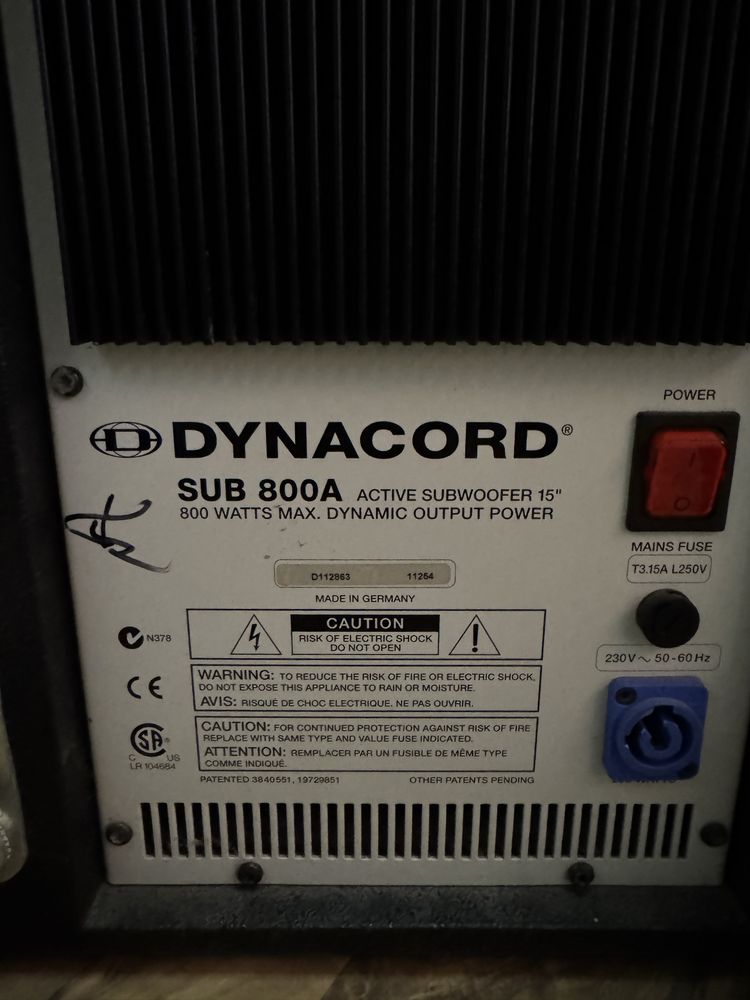Subwoofer dynacord activ 15”