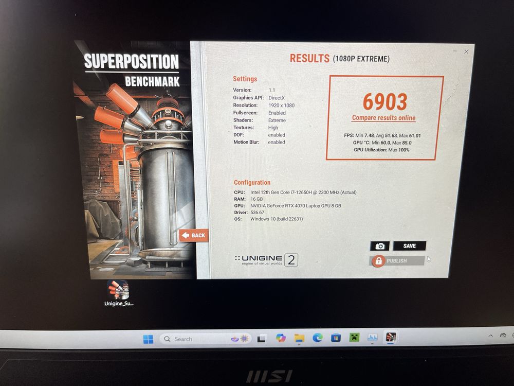 MSI Katana I7 12650H Rtx4070