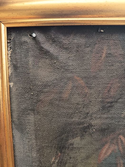 Tablou Foarte Vechi Religios Pictat Pe Panza