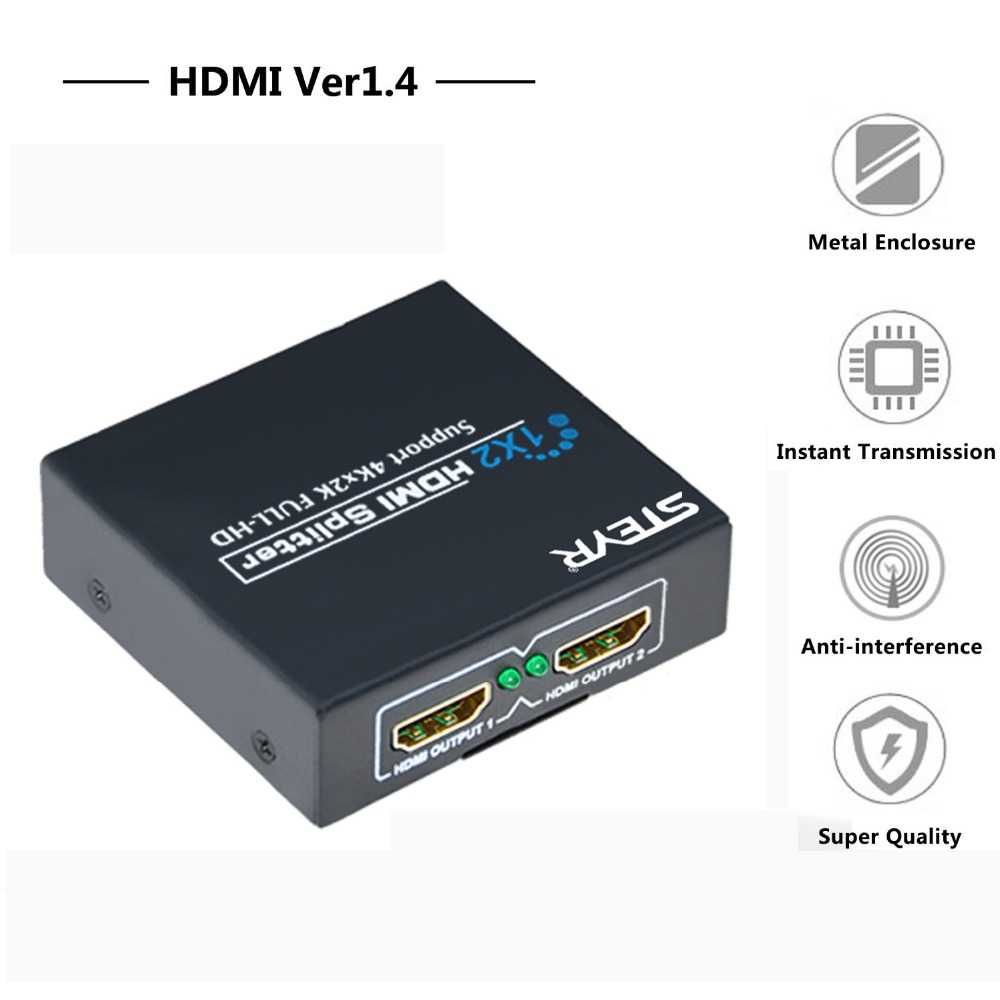HDMI 1 to 2 Splitter 4K Ultra HD 2160P с доп. питанием USB