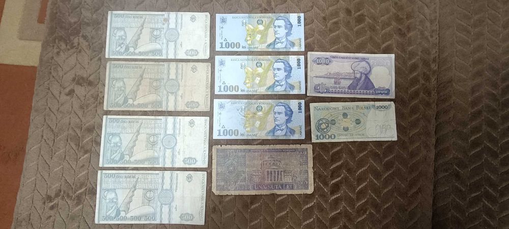 Bancnote vechi românești și străine – 9 buc – colecție