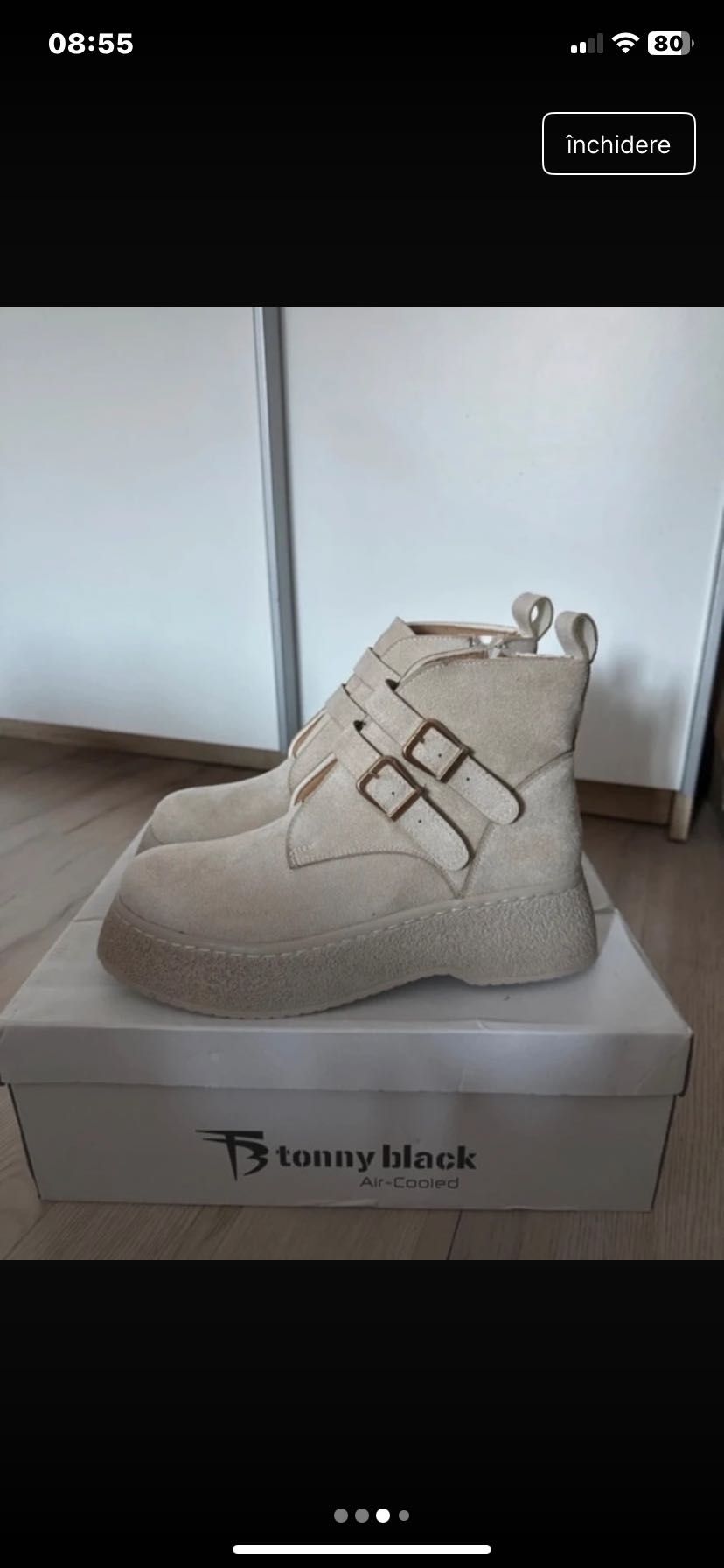 Vand cizme crem piele intoarsa