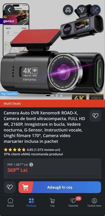 Camera de bord 4k dual si gps/wifi