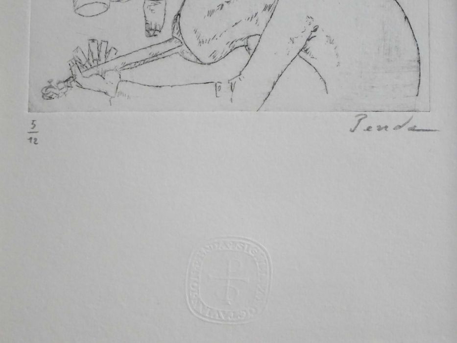 Gravura Octavian Penda dupa Constantin Piliuta - ‘La un pahar’
